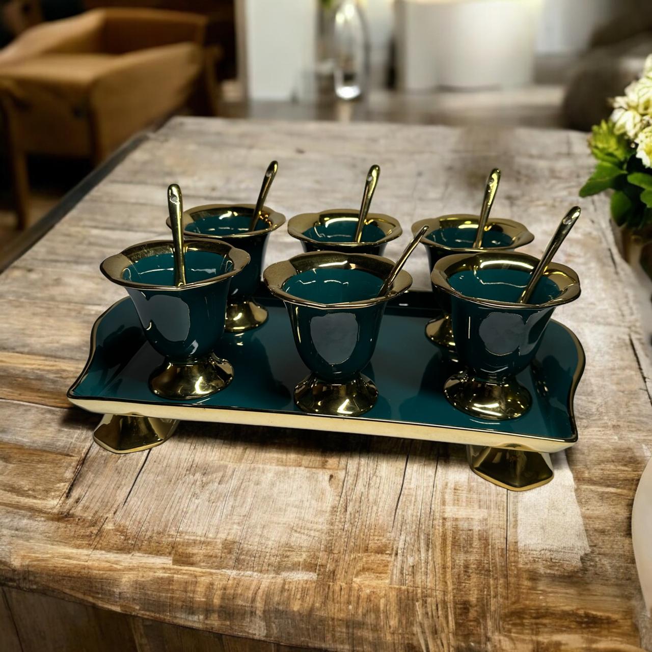 Royal Dessert Set - Ice cream cups with spoons and tray