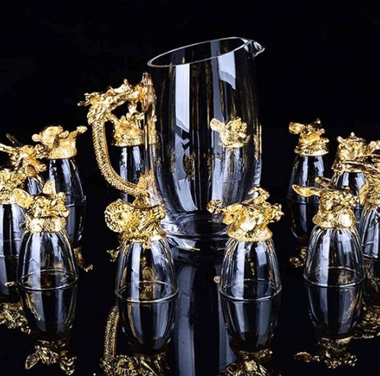 Zodiac Animal Shot Glasses | 12 pcs (60 ml) & Dispenser (250 ml) Decanter with Shot Glasses | Party Shot Glasses | Shot Glasses