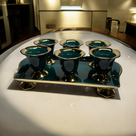 Royal Dessert Set - Ice cream cups with spoons and tray