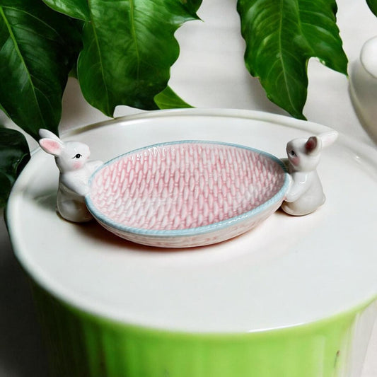 Ceramic Pink Rabbit Tray